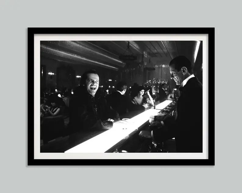 The Shining Poster, Jack Nicholson, Black and White, Bar Cart Print, Retro Movie Poster, Printable Wall Art