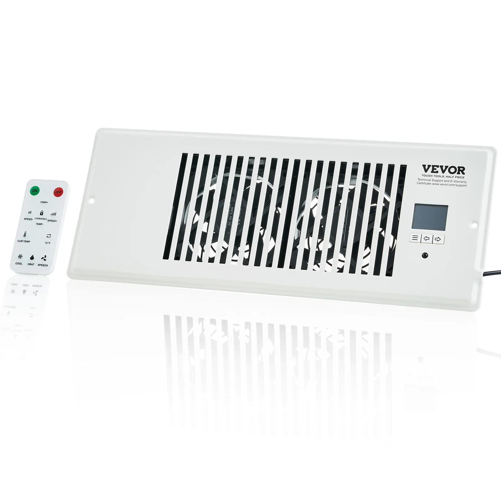 【Summerfinds】VEVOR 4"x12" Register Booster Fan - Quiet Aluminum HVAC System Fan with Remote, Thermostat Control, Adjustable Speed, Programmable LCD Controller, Powerful PWM Motor, Energy-Saving for Heating/Cooling Airflow Enhancement