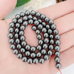 4/6/8/10mm Hematite Smooth Loose Round Beads, Polished Circular Stones for Bracelets, Necklaces, Jewelry Making