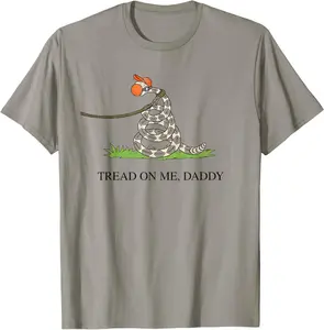 Tread On Me Daddy T-Shirt, Men's Funny Snake Graphic Short Sleeve Tee, Soft Heavy Cotton Streetwear with Round Neck