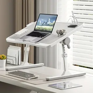 Lap Desk Bed Tray Table, Adjustable Laptop Stand, Bed With USB/Lamp/Fan/Drawer, Portable Laptop Table For Bed/Sofa/Reading/Writing, Bed For Eating And Laptop Tray (silver Gray)