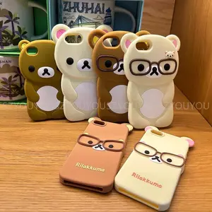 For iPhone 17 Pro 4 4S 5 5S 6 16 Pro Max 15 14 Plus 13 12 11 7 8 SE Rilakkuma Bear Chocolate Cartoon Soft Silicon Phone Case