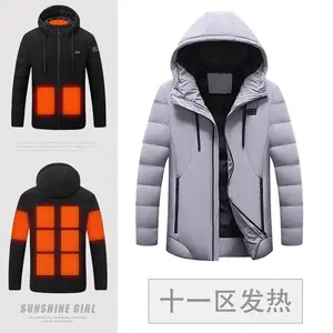 Winter Heating Cotton Jacket USB Constant Temperature Heating Cotton Coat Hooded Warm Men's Outerwear