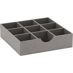 Grey 728-1 Deep 9 Section Drawer Organizer Storage Box 12 in x 3.13