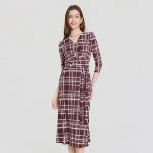 Women's 3/4 Sleeve Midi Wrap Dress - A New Day