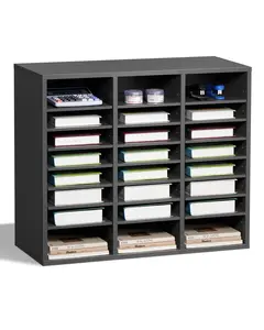 VEVOR Literature Organizer, Summervibes,Summervibes, 24 Compartments Office Mailbox with Adjustable Shelves, Wooden Mailbox Sorter Medium Density Fiberboard Office Home Classroom Storage for Files, Documents, Papers, Grey
