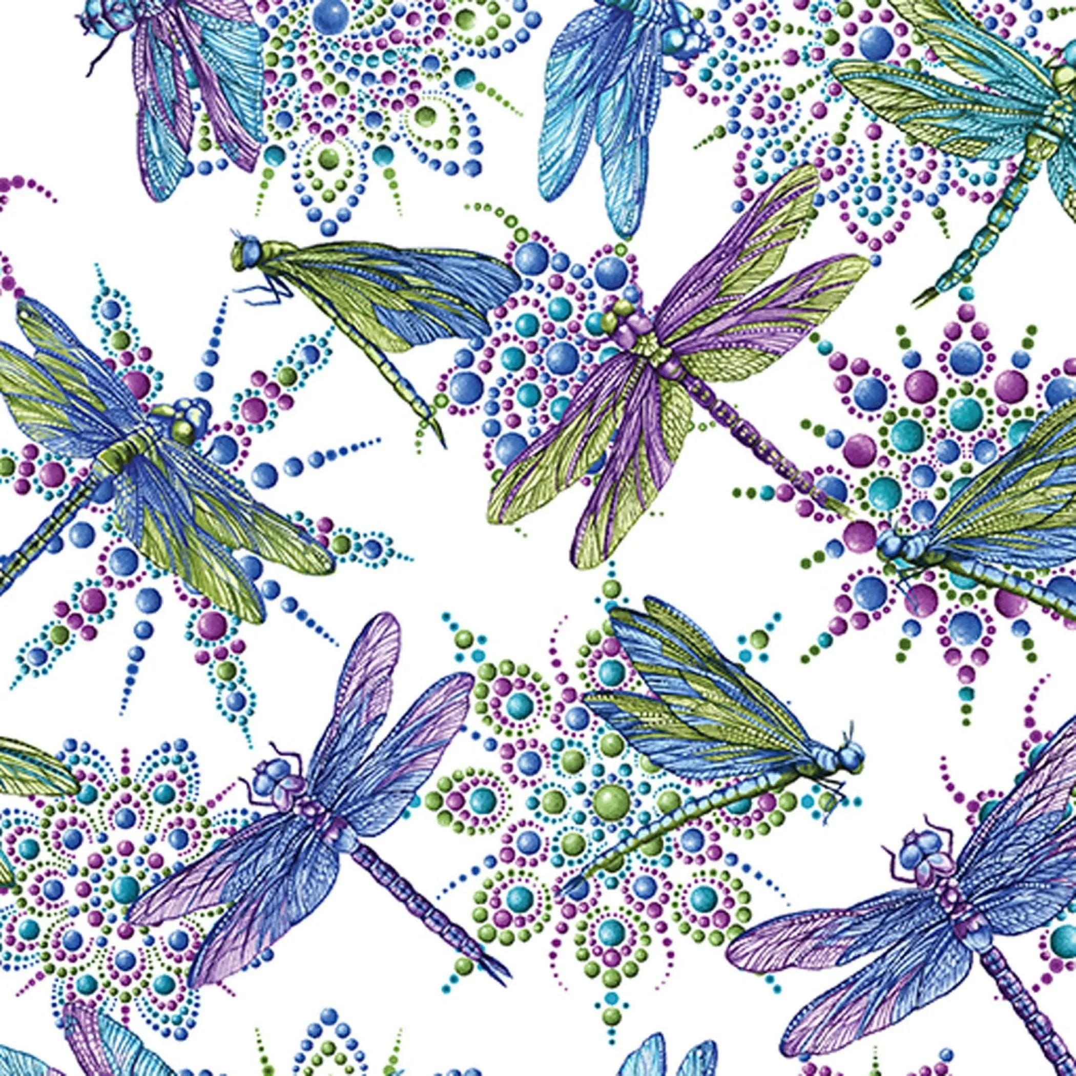 Dragonfly Quilting Cotton | Colorful Insect Fabric Benartex | Boho Nature Fabric By The Yard