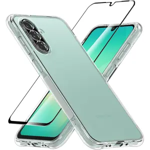 Case for  Galaxy A26 5G + Screen Protector Tempered Glass, Clear Phone Case Reinforced Corner Shockproof Flexible TPU  Cover for Galaxy A26 5G - Transparent