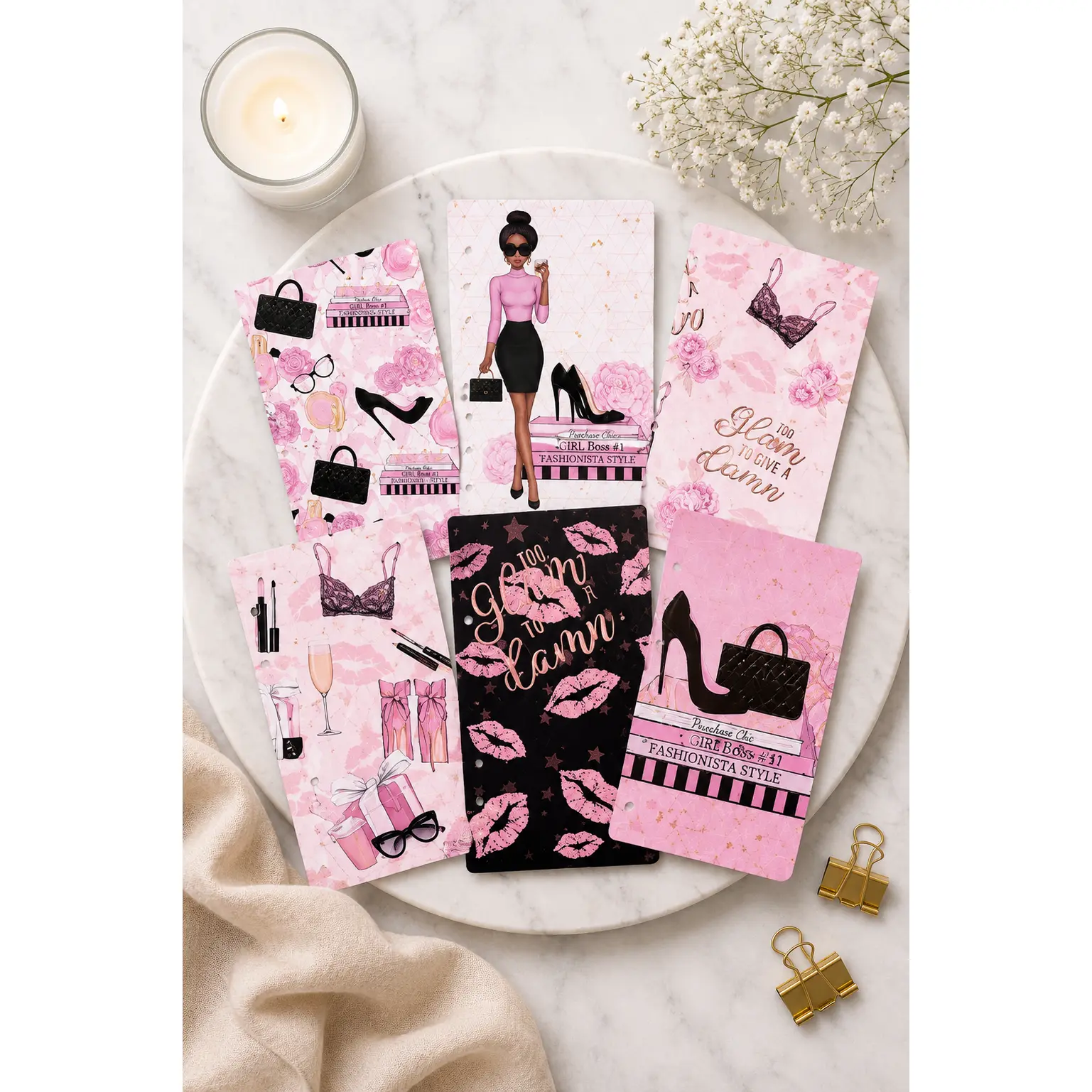 The Glam Diaries | Luxury Fashion A6 Planner Dashboard Set | Set of 6