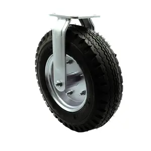 12 Inch Rigid Pneumatic Caster - Black Rubber Wheel - Heavy Duty Caster - 450 lbs. Capacity/Caster - Service Caster Brand