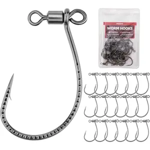 Worm Hooks 30PCS – High-Carbon Steel Drop Shot Hooks with Barbed Design – Ultra Sharp Fishing Hooks for Bass, Panfish, Trout – Perfect for Freshwater Fishing Rigs