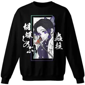 Demon Slayer Kocho Shinobu Japanese Pattern WAGARA of Butterfly Pattern Design. Classic T-Shirt, Cute Anime Tee,Cute Chibi Shirt, Anime Fans Tee, Anime Character Tee Gift For Her Him 251013Father's Day Gift