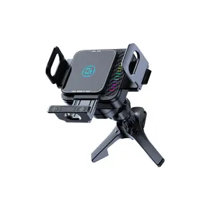 Foldable Screen Wireless Charging Car Phone Mount Auto Clamp RGB Light Vent Holder for iPhone Samsung Fold Flip
