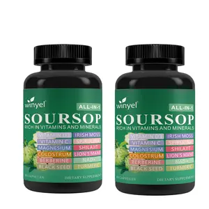 WINYEL Soursop Supplement 2 PCS 60 Capsules with 20 Herbal Extracts Including Seaweed Lion's Mane Mushroom Turmeric Vegan Natural Healthcare