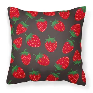 Carolines Treasures  Strawberries on Grey Fabric Decorative Pillow - 18 x 3 x 18 in.