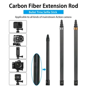1.5M 3M Carbon Fiber Selfie Stick for DJI Osmo Action Insta360 GoPro Action Camera Extended Sticks with 1/4" Screw Hole