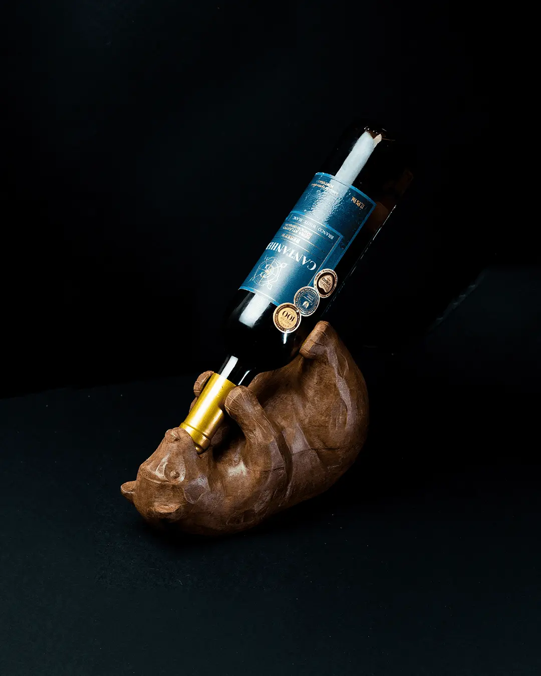Brown Bear Bottle Stand — 3D‑Printed Decor