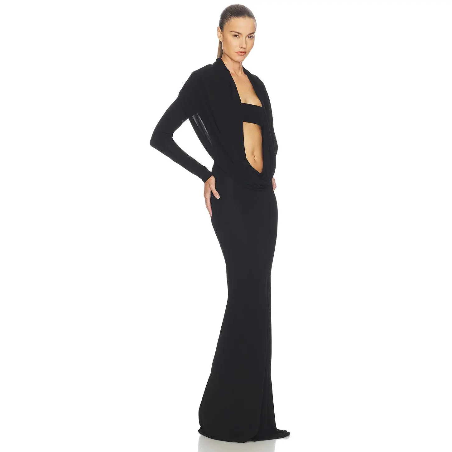 Helsa Svetlana Jersey Gown in Black