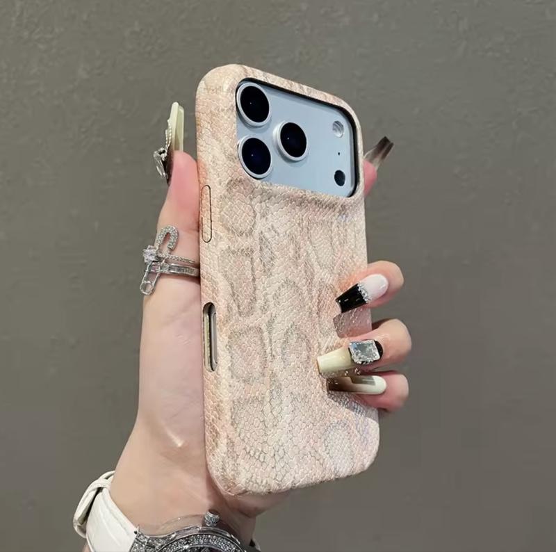 Trendy Luxury Classic Snake Pattern Leather Phone Case For iPhone 17 Series Hard PC Shockproof Protector Back Cover