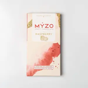 MYZO Raspberry Dark Chocolate 70% Single-Origin Cacao with Freeze-Dried Berries Snack Dessert Handcrafted in Ukraine Natural Ingredients