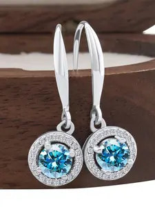 925 Sterling Silver Synthetic Moissanite Decorated Earrings, Elegant Jewelry for Party, Daily Clothing Decor, Trendy All-match & Exquisite Jewelry for Birthday Gift