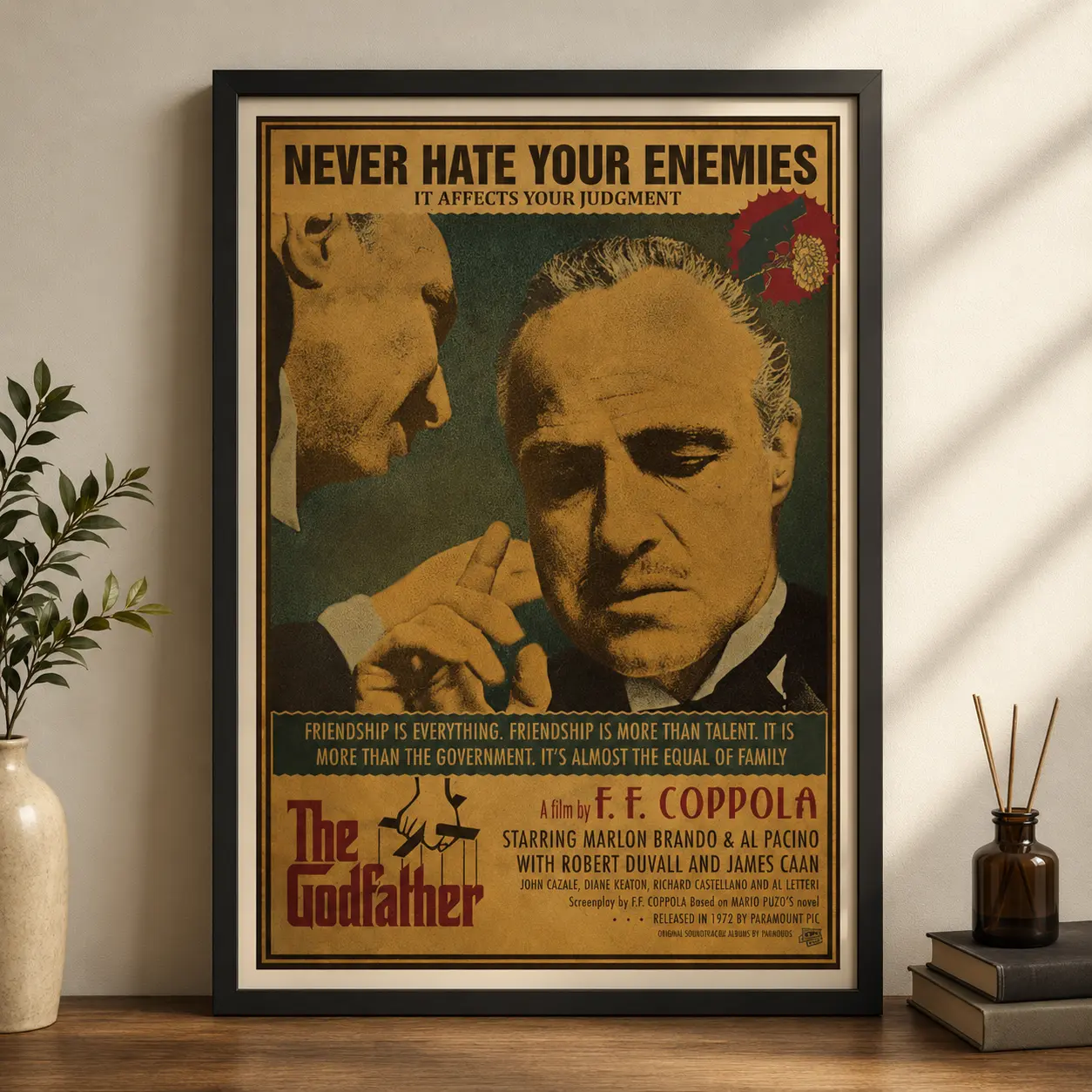 The Godfather Movie Poster, Mafia Wall Art Print, Vintage Crime Film Decor for Office & Home