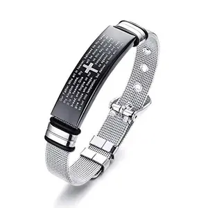 University Trendz English Bible Jesus Lord's Prayer Christ Bracelet for Men & Women Versatile Accessory Thoughtful Gift for Girlfriend Stainless Steel Wrist Spiritual Connection Design