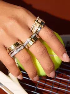 Classic Mixed Color Stackable Rings For Women Minimalist 18K Gold Plated Stainless Steel Rings Simple Fashion Jewelry Elegant Fashion Rings