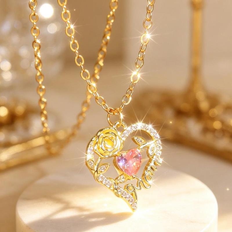 Sparkling Heart stainless steel necklace Must Have Jewelry goldennecklace heartjewelry cutenecklace jewelrytrend girlyaccessories giftforgirlfriend luxuryjewelryNecklaces Pendant Necklaces for Women for Girls Necklaces for Everyday Wear Mother's Day Gift