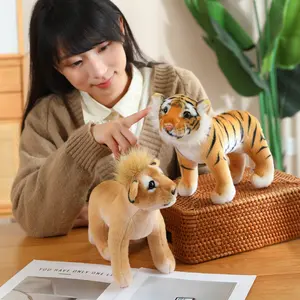 55cm Realistic Lion Tiger Leopard Plush Toy, Collectible Soft Animal, Soft Skin-Friendly Sofa Pillow, Living Room Bedroom Forest Theme Decor, Large Size Gift