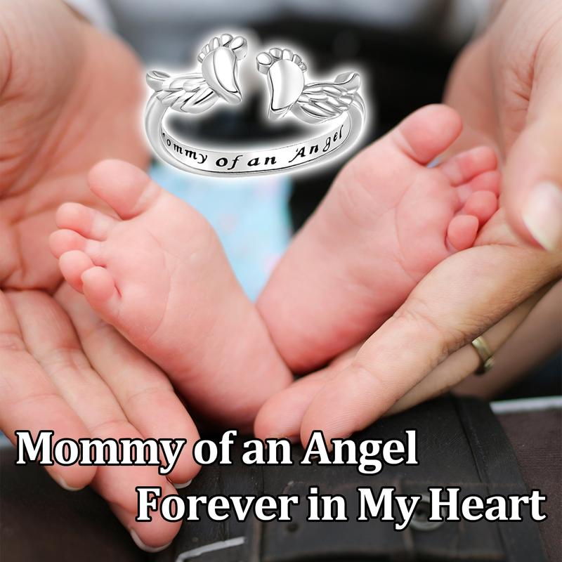 SGGUI Adjustable Angel Wing Loss Son/Daughter Mommy of an Angel Memorial Jewelry Sympathy Gift for Women Mom