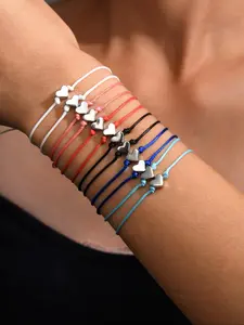 Mixed Color Heart Decor Braided Bracelet, Bracelet with Charms, Fashionable Adjustable Bracelet for Women & Girls, Trendy All-match & Exquisite Jewelry for Birthday Gift, Adjustable Strap Bracelets