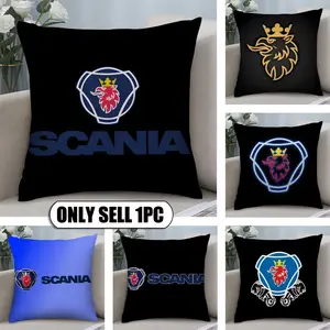 PIKPAKA S-Scanias Logo Car Truck Cushion Cover Soft Short Plush Fabric Double-Sided Print Organic Breathable Sofa Pillow Case, Home Machine Washable In Warm Winter Perfect For Home Decor Warm Winter Home Child Gift