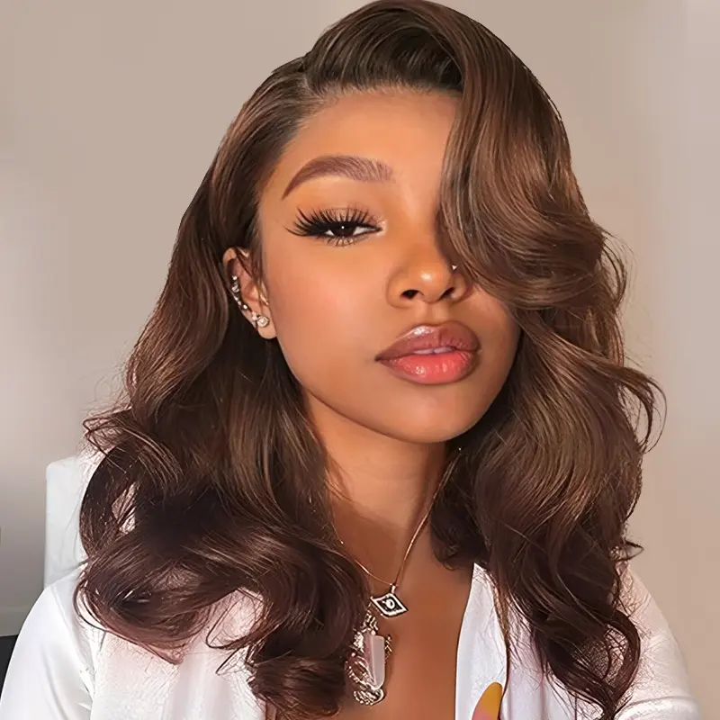 [Clearance Sale] Wiggins Hair #4 Dark Brown Bob Wig Body Wave Wig 13*4 Lace Front Wigs Human Hair Pre Plucked With Natural Hairline Colored Short Bob Wig 14 Inch