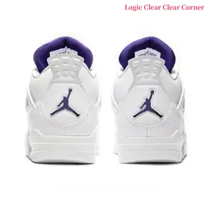 White & Purple Leather + Mesh High-Top Retro Basketball Sneakers | Streetwear Cushioned Sports Shoes