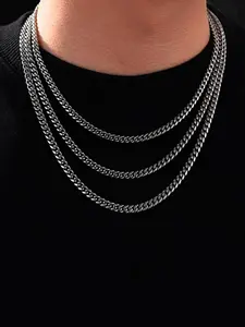 Stainless Steel Cuban Chain Necklace, Fashion Jewelry for Party, Daily Clothing Decor, Trendy All-match & Exquisite Jewelry for Birthday Gift, Dainty Layering Jewelry, Cuban Link Necklace