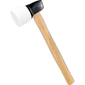 C&T White Rubber Floor Mallet with Replaceable Head, Non-Damaging Head, Wooden Handle, 1 Replacement Head