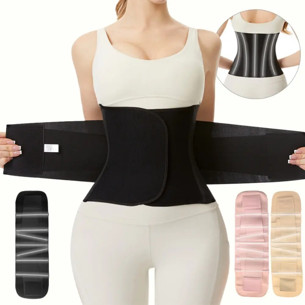 Women's Mid-Waist Casual Waist Trainer - Triple-Wrap Body Slimming Belt for Tummy Control, Everyday Basic Outfits, Waist Trainers