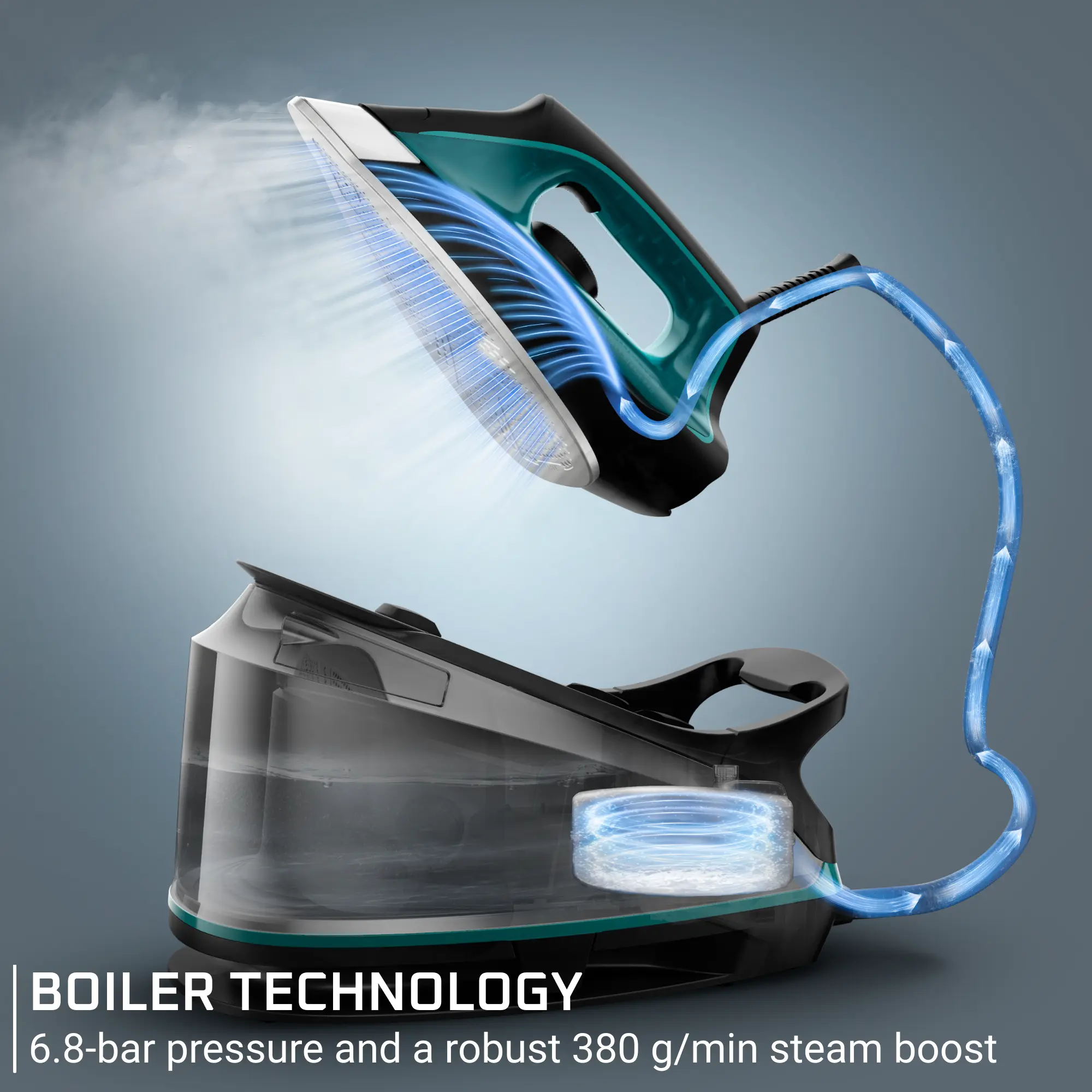 Rowenta Iron for Clothes, High Pressure Steamer Iron with Boiler System, 400 Steam Holes, Vertical Steaming, 37oz Tank, Stainless Steel Soleplate, Auto-Off 1800 watts, Black Green, DG7626