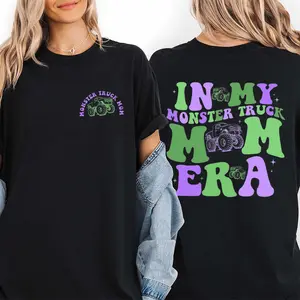 [Made In USA 100% Cotton] Cool Mom T-Shirt, In My Monster Truck Mom Era Shirt, Retro Monster Truck Mama Shirt, Boy Mom Gift For Mother's Day, Casual Cotton Tee, Sizes S - 5XL