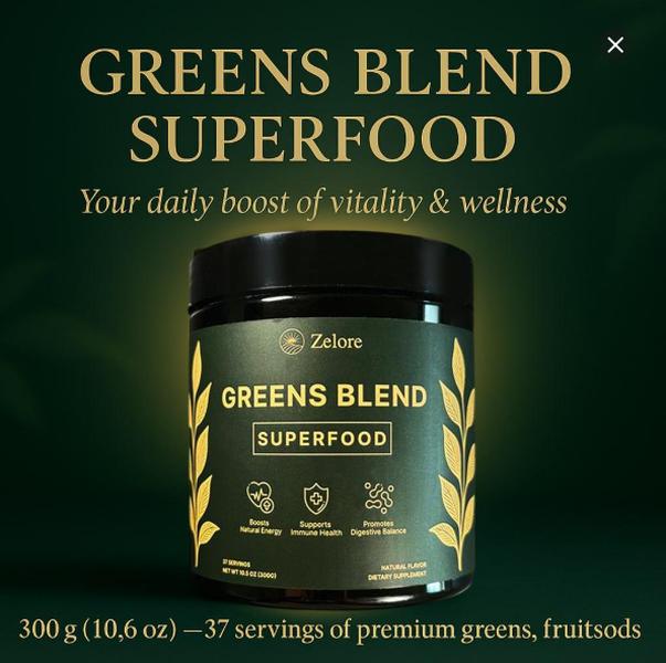 Zelore Greens Blend Superfood Powder Mix for Energy Organic Spirulina Chlorella Beet Root Digestive Enzymes Probiotics 37 Servings 300g 10.5 OZ