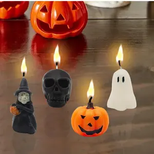 4 PCS Halloween Ghost Candles - Cute Votive Candles for Fall Decor Thanksgiving - Decoration, Ornaments