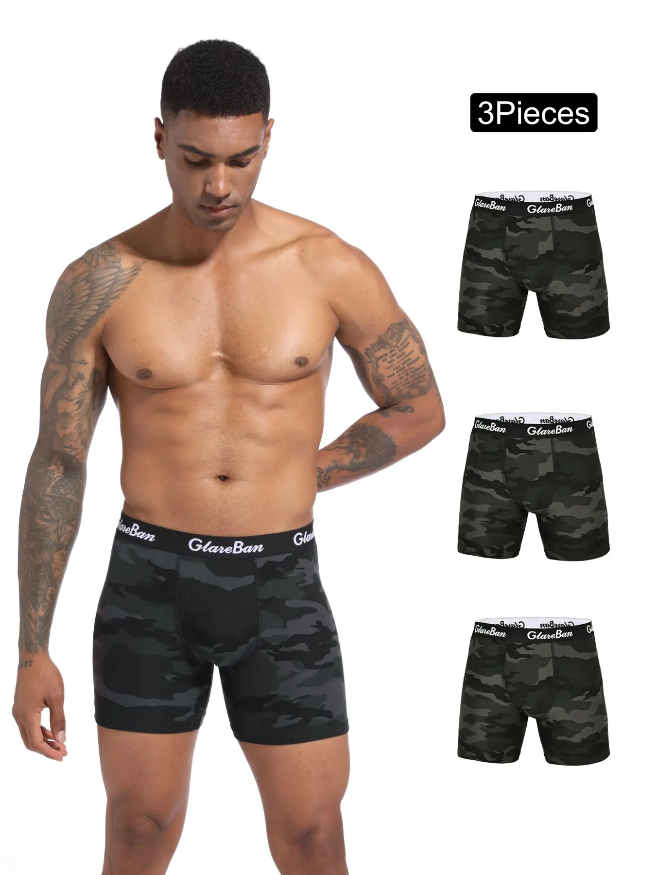 3pcs Mid-Length Camouflage Boxers for Men, Boxer Shorts, Novelty Undergarments, Cozy Home Wear, Casual Comfy Underwear, Ideal for Daily Use, Stylish & Practical