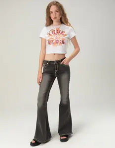 TRUE RELIGION Twisted Mid Rise Big T Womens Ultra Flare Jeans