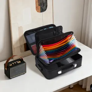 Fireproof Document Box, Soft Shell Case Waterproof Fire Safe File Box with Lock, Portable Fire Proof Important Document Organizer Bag for Passports Certificates Laptop, Black