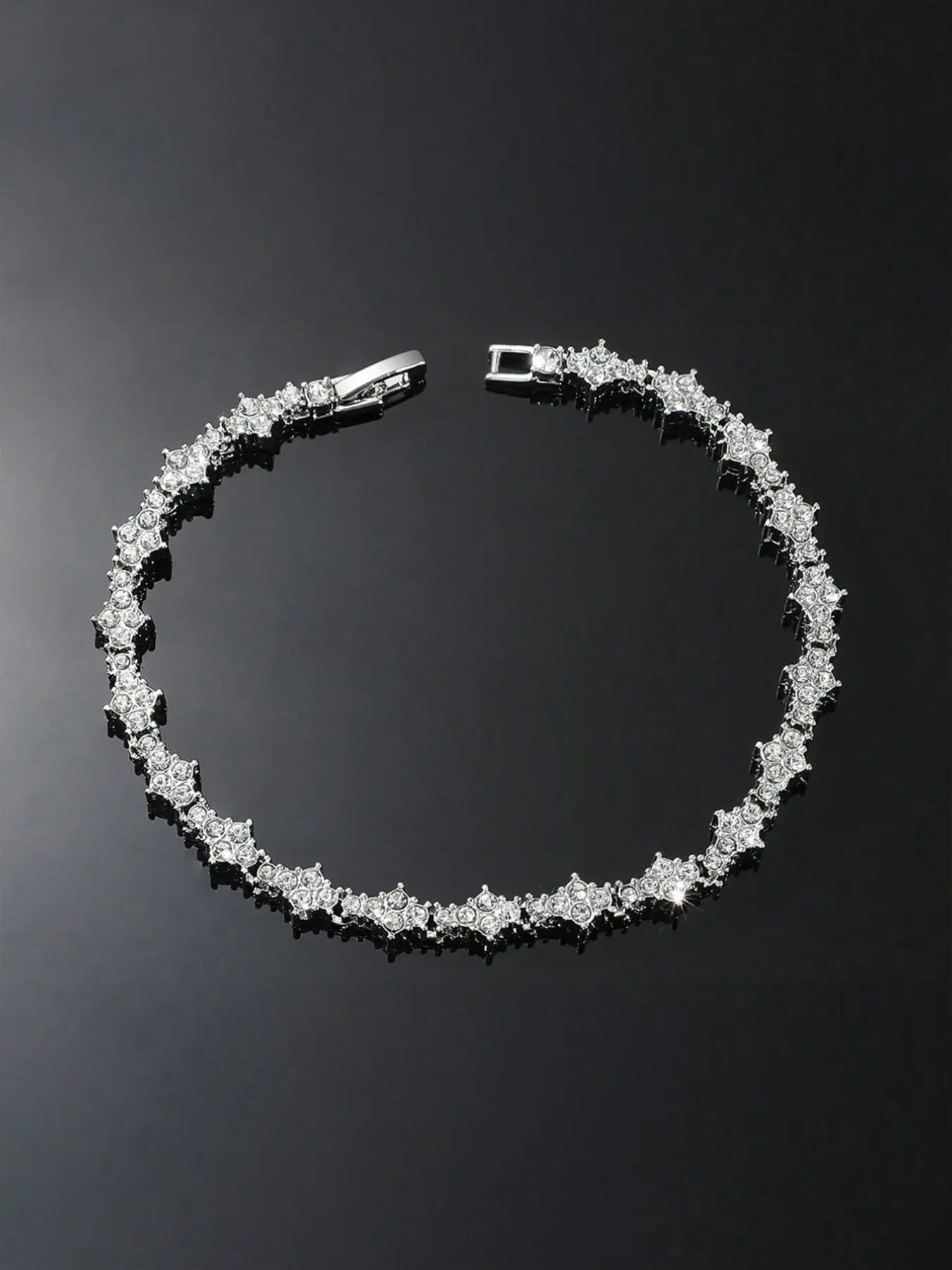 & Silver Color Crystal Tennis Bracelet, Chain Bracelet, Unisex Fashion Accessory, Hip-Hop Style, Elegant Design, Perfect Gift for Special Occasions