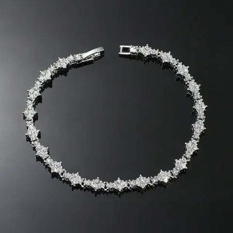 & Silver Color Crystal Tennis Bracelet, Chain Bracelet, Unisex Fashion Accessory, Hip-Hop Style, Elegant Design, Perfect Gift for Special Occasions