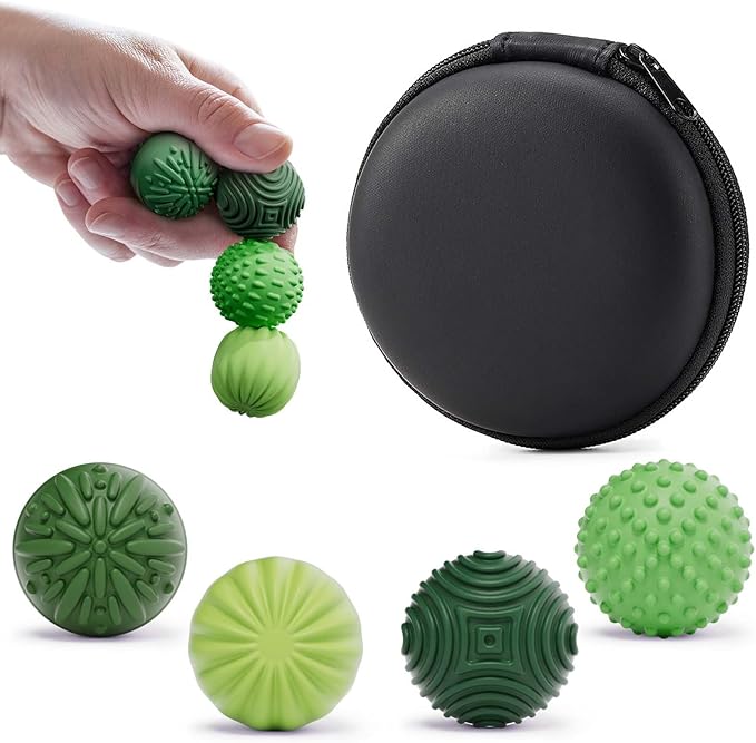 Silicone Magnetic Fidget Balls (4 Pack) Stress Relief Sensory Toy for Adults & Teens ADHD & Anxiety Relief Desk Fidget Toy Autism Sensory Balls Office Stress Toys Gift for Men Women Teens