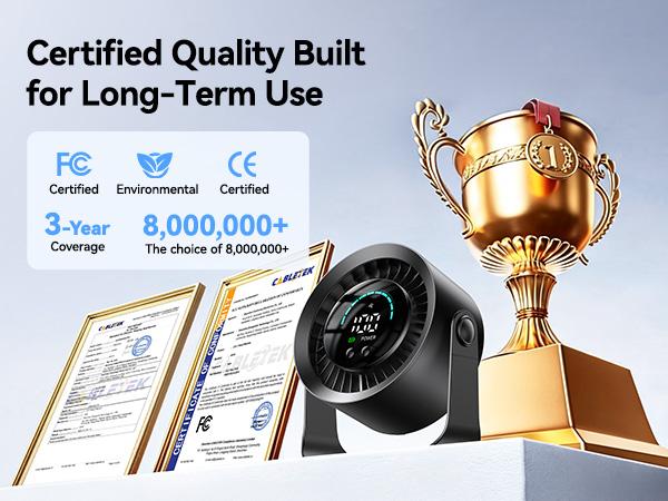 DIGIX Rechargeable USB Desk Fan for Bedroom, 100 Speeds, 360° Rotation, Wall Mounted Design Small Portable Table Fan with LED Display, Quiet Personal Desktop Cooling Fans for Home Office