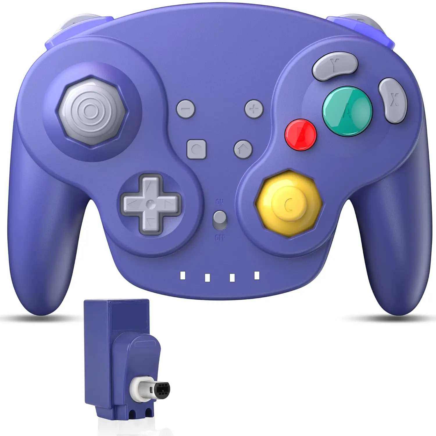 GameCube Controller Made for NGC Console,  2.4 GHz Receiver Compatible with GC Console (Built-in Vibration) (Rechargeable) (Analog Triggers/Stick) Indigo